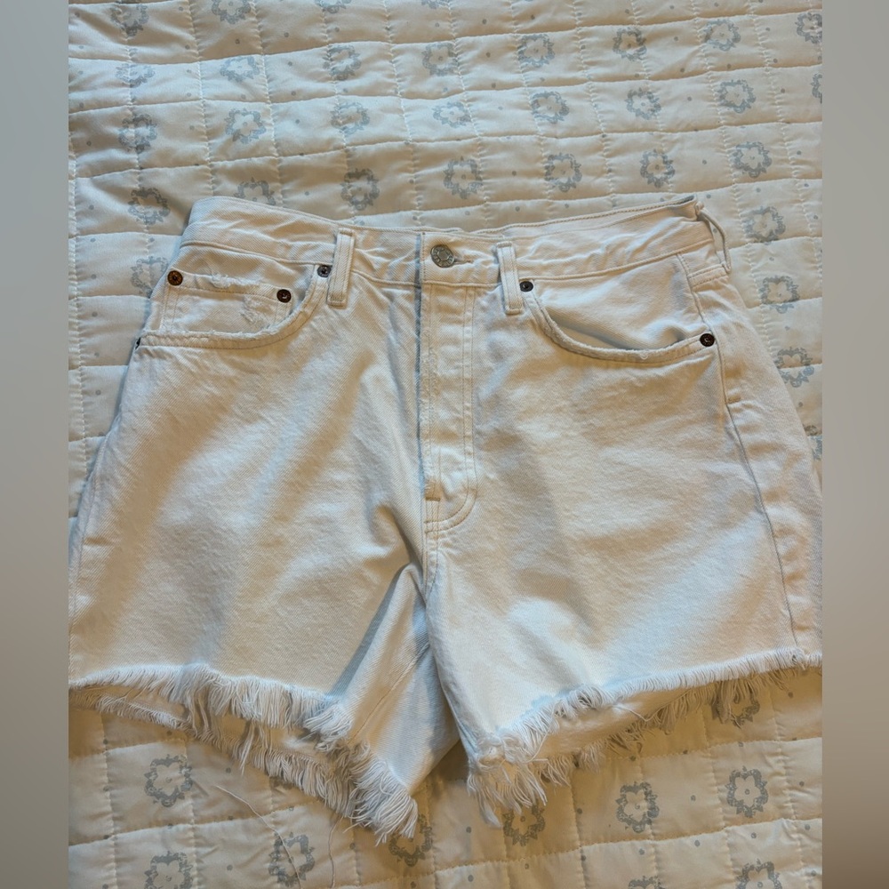 Agolde White Jean Shorts